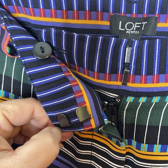 LOFT MULTI STRIPE MULTI COLOR WIDE LEG CROP PANTS WITH POCKETS SZ  12P - Picture 9 of 13